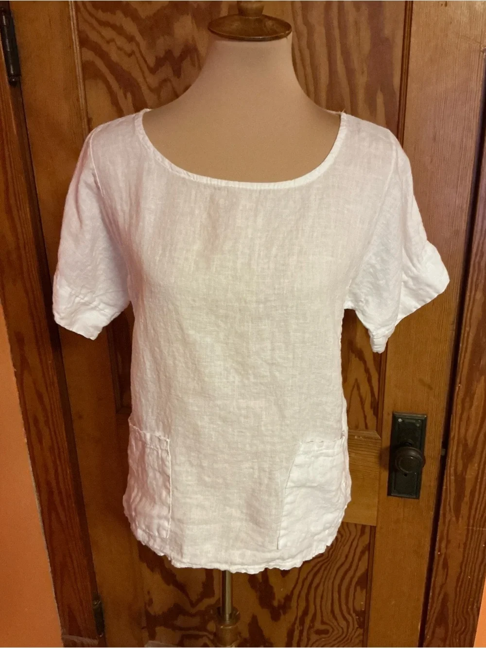 Francesca Bettini White Linen Tunic Top Made in Italy Pockets Medium - Picture 8 of 15